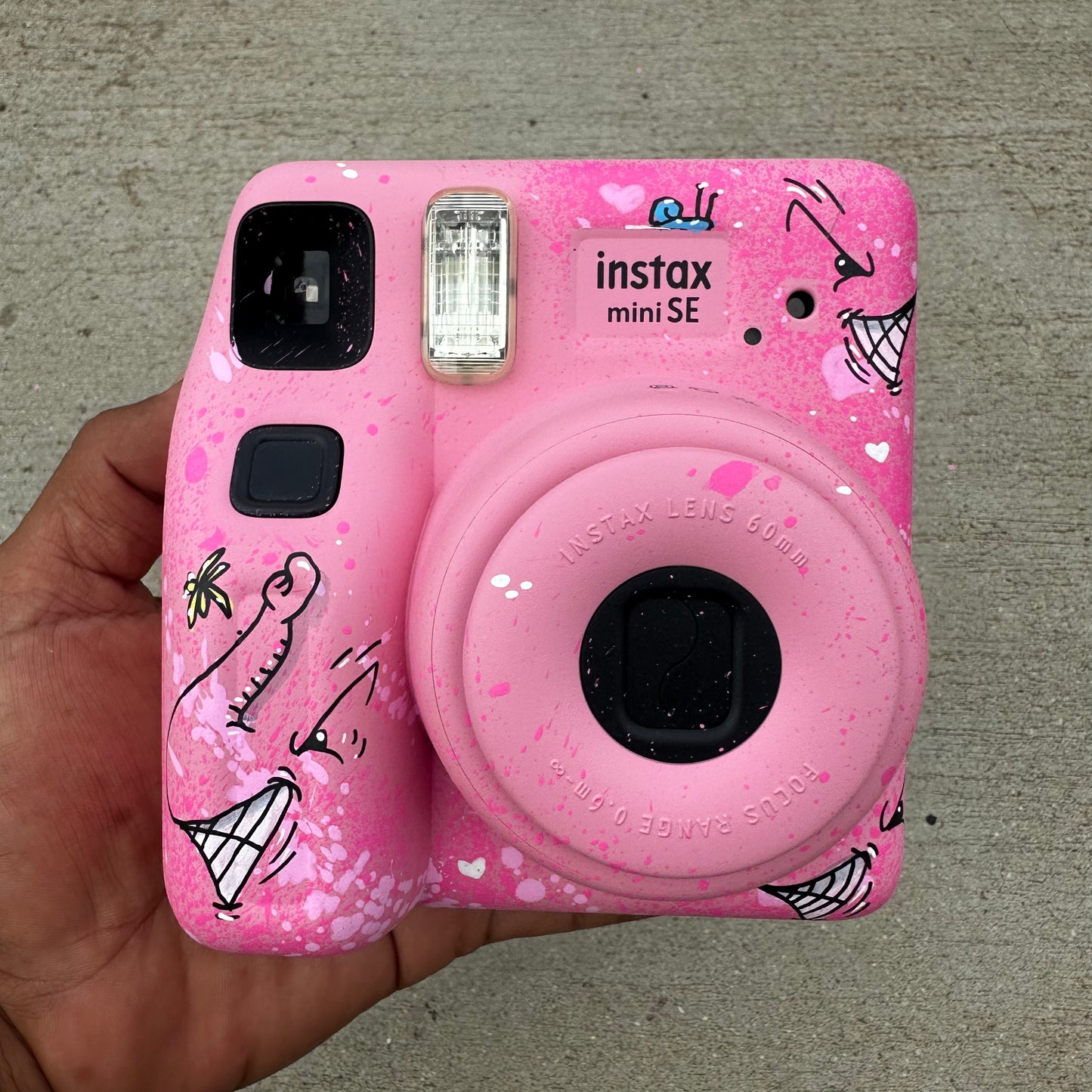 #1 Custom CHARLIE Pink Instax Mini SE Camera