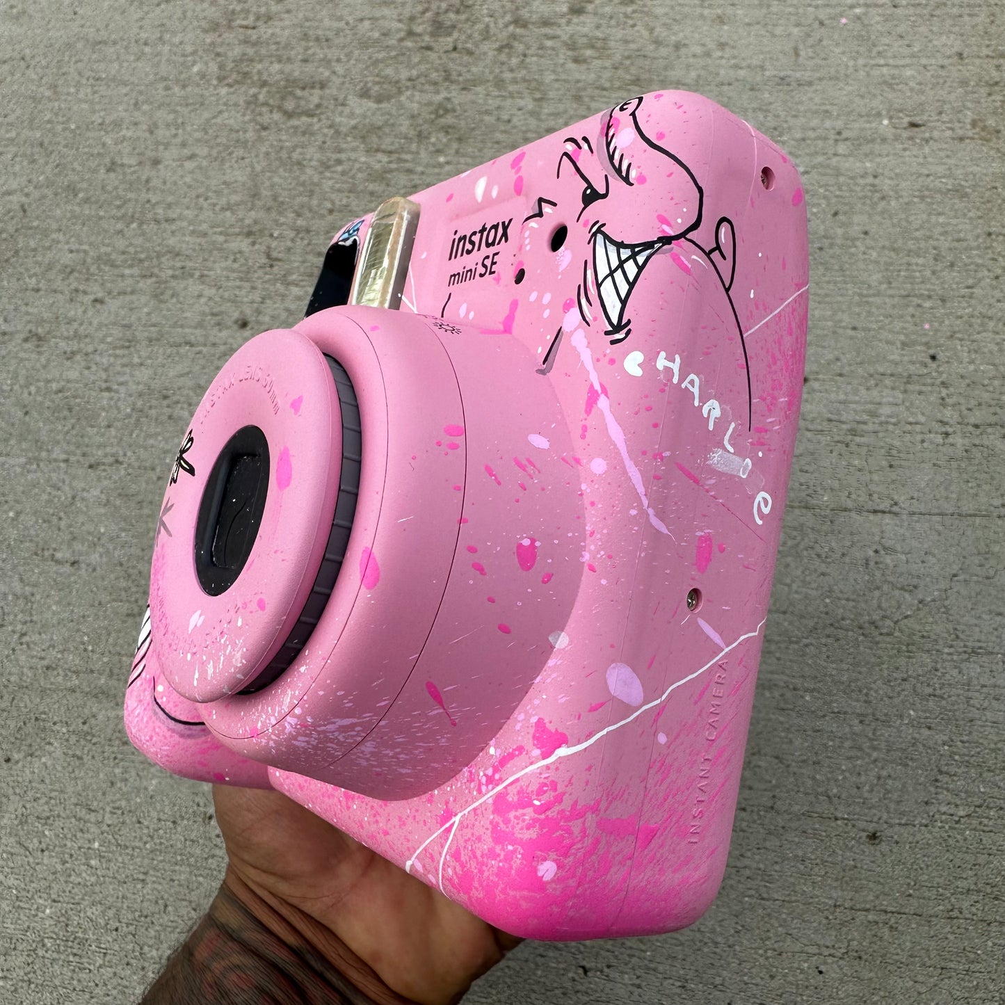 #1 Custom CHARLIE Pink Instax Mini SE Camera